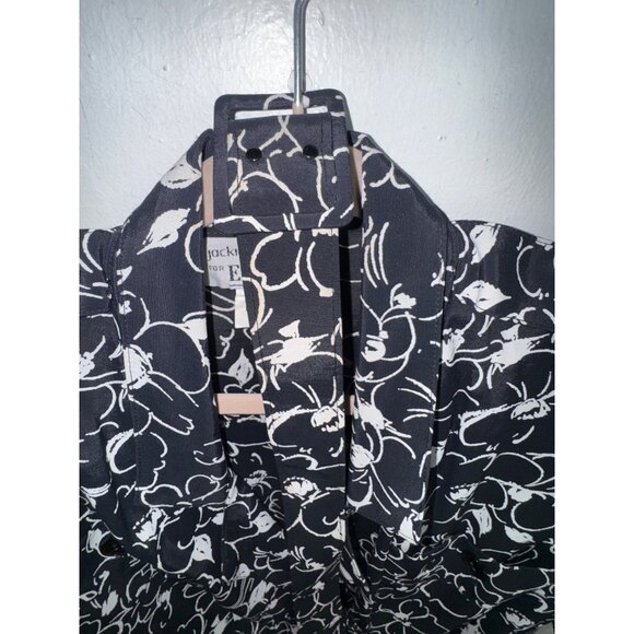 Vintage Jackie Bernard For Eklektic Black & White Floral Dress Size 4‎ Eighties - Picture 5 of 11